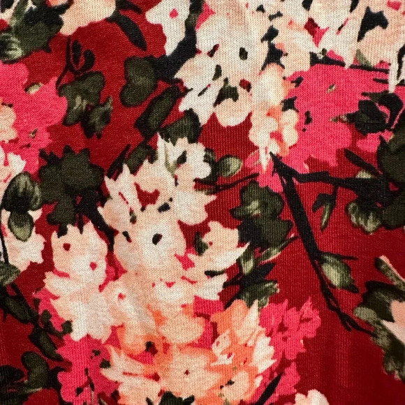 Lands’ End 3/4 Sleeve Hydrangea Floral Pink & Red Cotton Top Blouse Size XL 18 - Picture 6 of 11